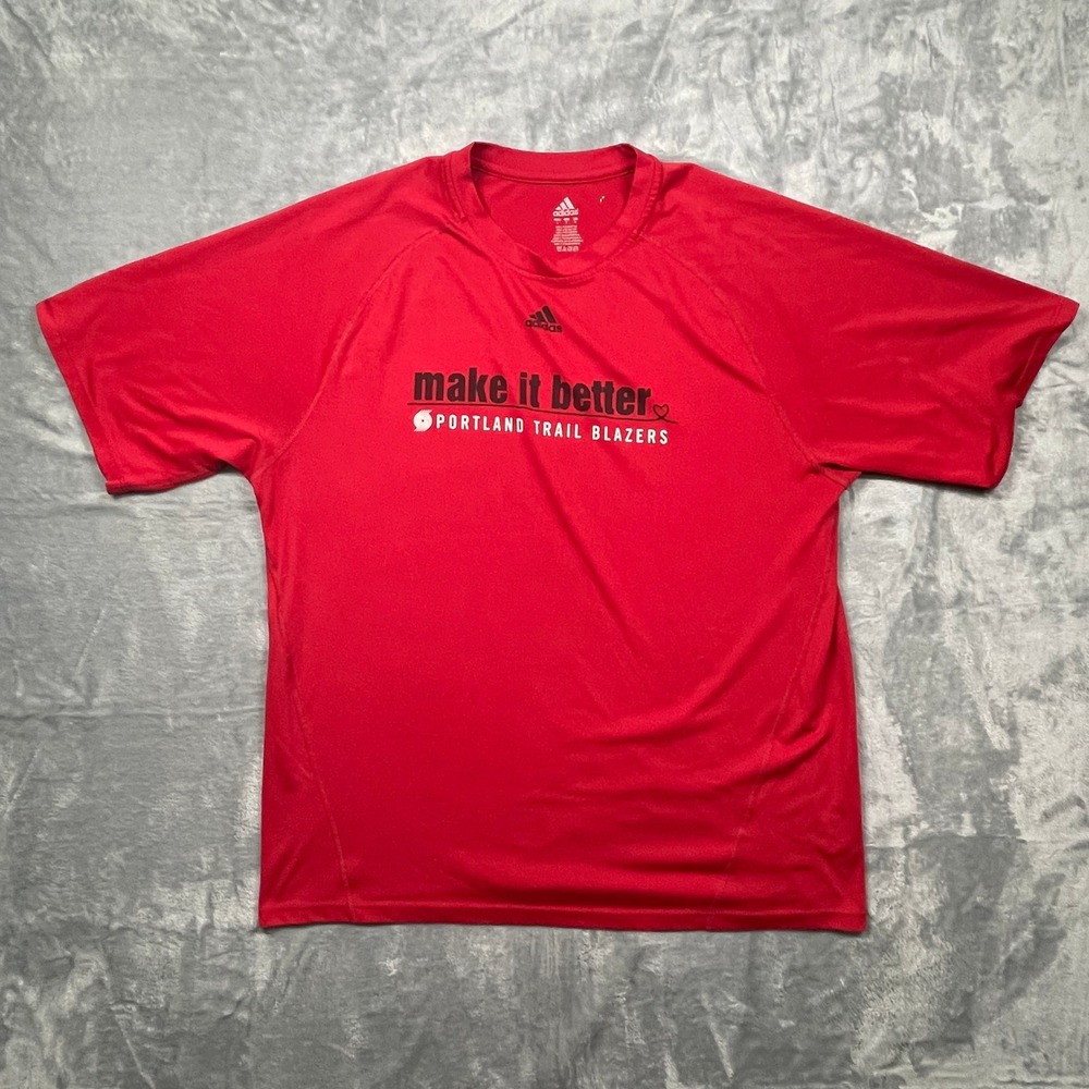 Adidas Portland‎ Trail Blazers Shirt Mens Large Red NBA Make It Better